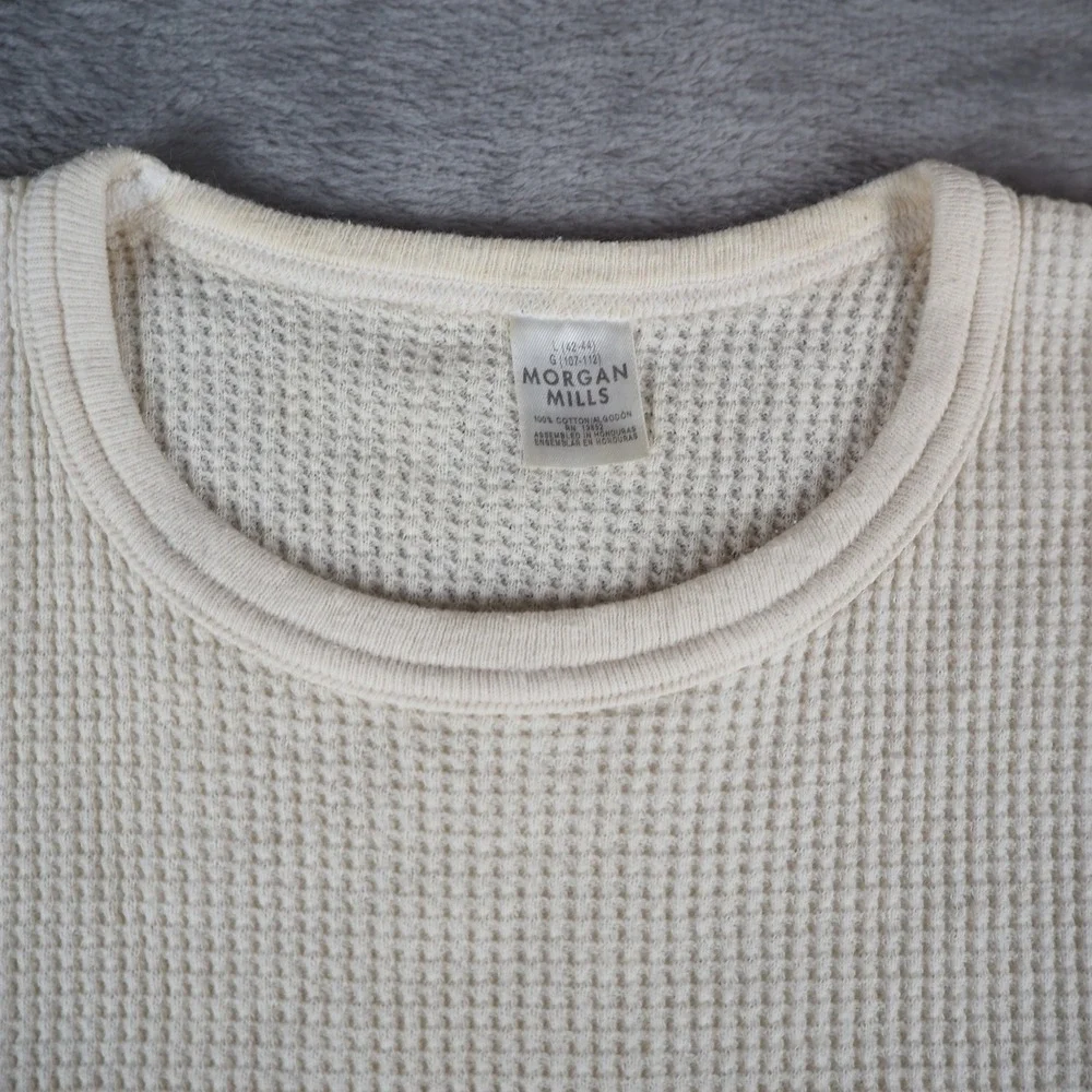 VTG Morgan Mills Thermal Waffle Knit‎ Top Mens L Cotton Long Sleeve Undershirt